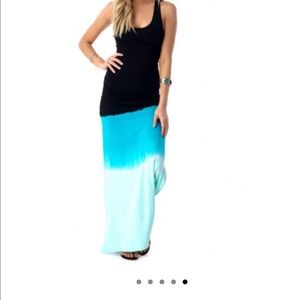 SKY TAEJON DRESS BLACK & blue tie-dyed maxi, small